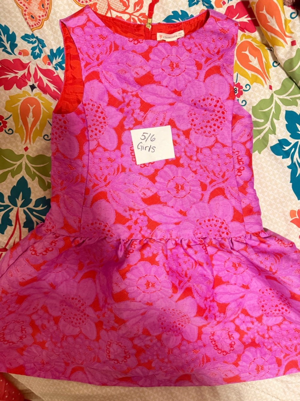 Crewcuts Pink and Red Floral Peplum Dress
